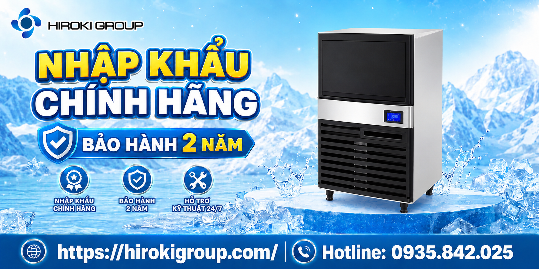 Mua máy làm đá viên mini tại Hiroki Group