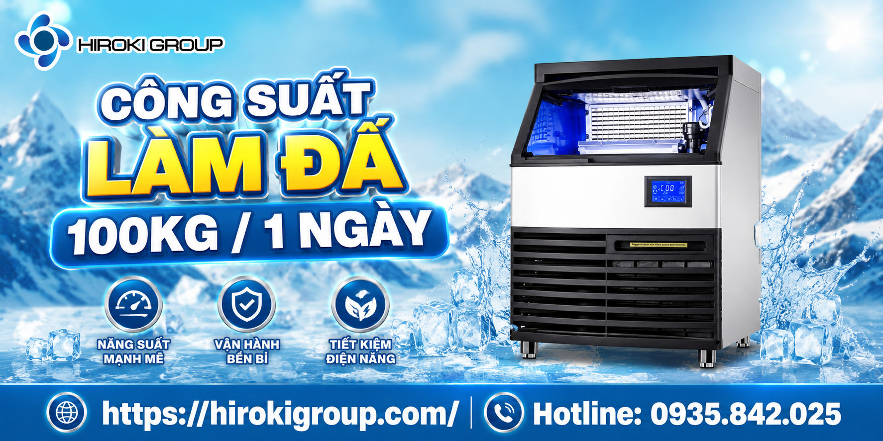 Máy làm đá viên 100 Kg Hiroki LB 210A có gì nổi bật?