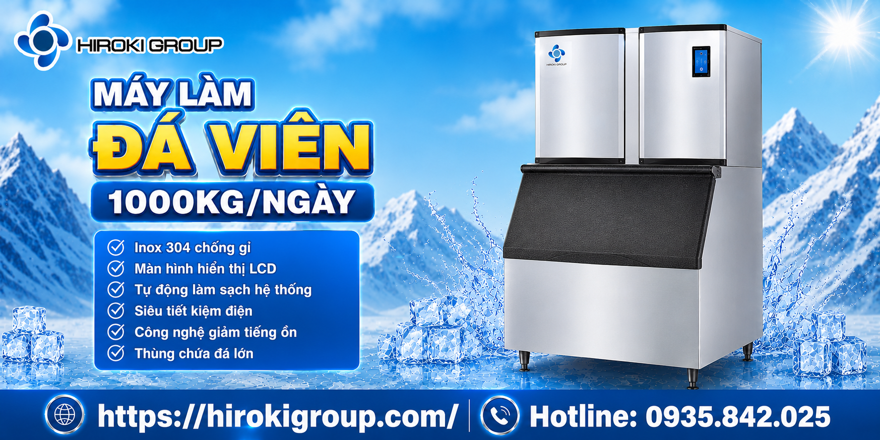 Giới thiệu máy làm đá viên công nghiệp công suất 1 Tấn đến từ thương hiệu Nhật Bản